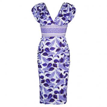 Pre Owned Just Cavalli Purple Print Stretch Dress M