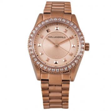 Pre Owned  Karl Lagerfeld Rose Gold-Plated Stainless Steel Crystals KL2808 Women's Wristwatch 34MM