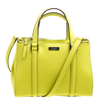 Pre Owned Kate Spade Yellow Leather Small Newberry Lane Loden Top Handle Bag