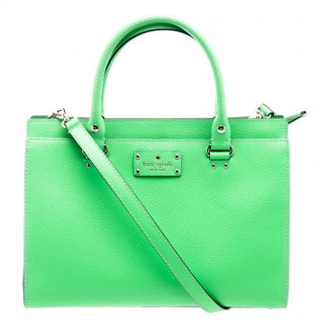 Pre Owned Kate Spade Light Green Leather Wellesley Satchel