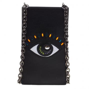 Pre Owned Kenzo Black Leather Phone Bag