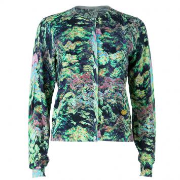 Pre Owned Kenzo Multicolor Print Cardigan M