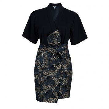Pre Owned Kenzo Black Brocade Dress S