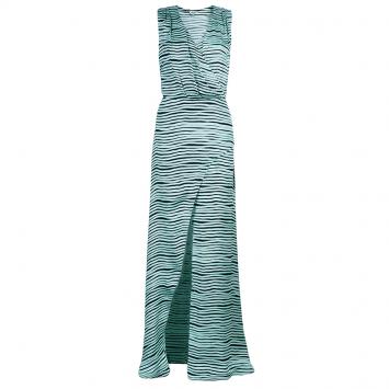 Pre Owned Kenzo Brush Striped Silk Maxi Dress M