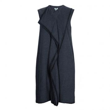 Pre Owned Kenzo Grey Blanket Stitch Edged Dress M