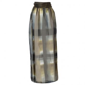 Pre Owned Kenzo Multicolor Printed Silk Tie Detail Maxi Skirt L
