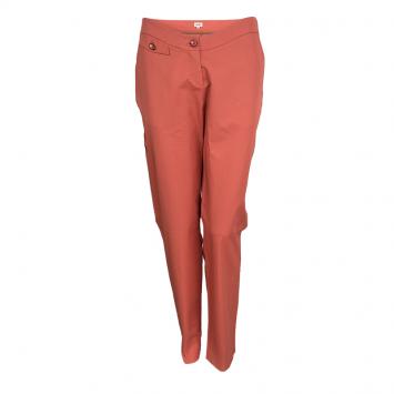Pre Owned Kenzo Pastel Red Cotton Tailored Trousers L