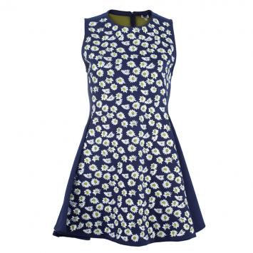 Pre Owned Kenzo Navy Embroidered Flare Dress M