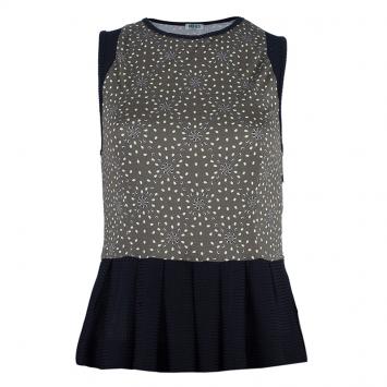 Pre Owned Kenzo Green Printed Peplum Top S