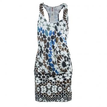 Pre Owned Kenzo Beige Geometrical Drop Waist Dress M