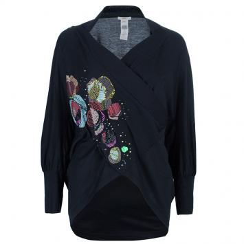 Pre Owned Kenzo Black Patchwork Detail Top S