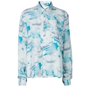 Pre Owned Kenzo Blue Printed Shirt XL