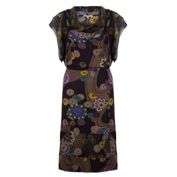 Pre Owned KENZO Multicolor Graphic Print Knee Length Dress XL