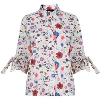 مملوكة مسبقًا Kenzo White Floral Print Button Down Cotton Shirt M