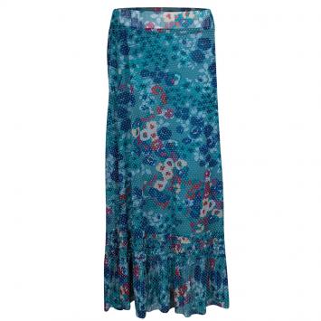 Pre Owned Kenzo Green Floral Print Maxi Skirt L