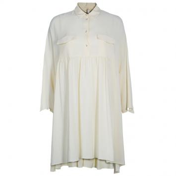 Pre Owned Kenzo White Silk Yoke Detail Top L