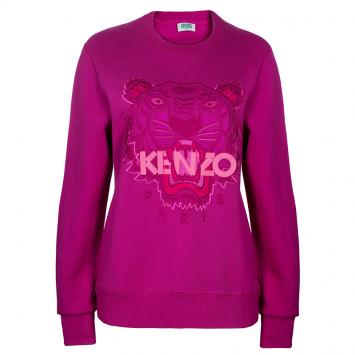 Pre Owned Kenzo Fuschia Tiger Embroidered Sweatshirt M