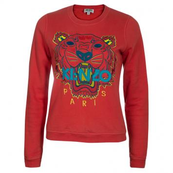 Pre Owned Kenzo Red Tiger Embroidered Sweatshirt S
