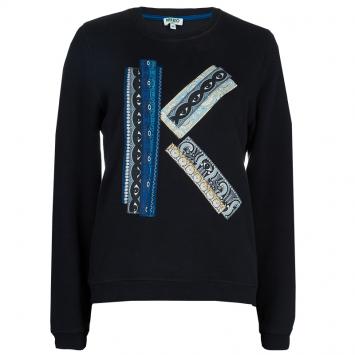 Pre Owned Kenzo Black Embroidered K Motif Sweatshirt M