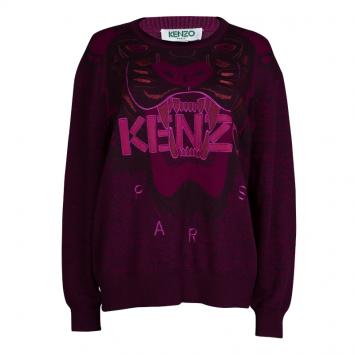 Pre Owned Kenzo Purple Embroidered Tiger Motif Sweater XL