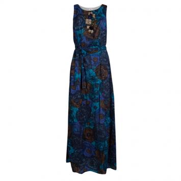 Pre Owned Kenzo Multicolor Floral Printed Embellished Sleeveless Maxi Dress S