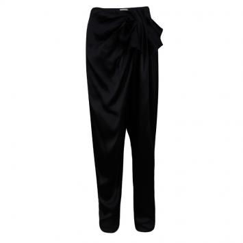 Pre Owned Lanvin Black Bow Detail Draped Trousers M