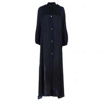 Pre Owned Lanvin Black Button Down Maxi Shirt Dress OS