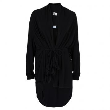 Pre Owned Lanvin Black Knit Tassel Waist Tie Detail Wrap Blouse M
