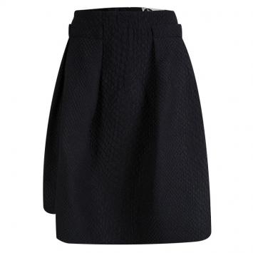 Pre Owned Lanvin Black Textured Box Pleated Skirt M