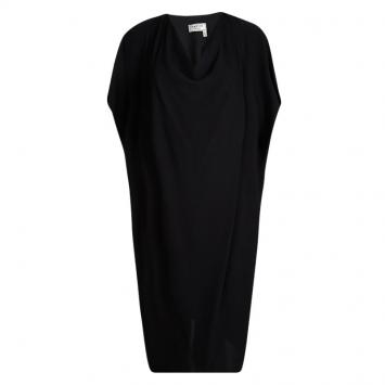 Pre Owned Lanvin Black Silk Oversized Draped Midi Dress S