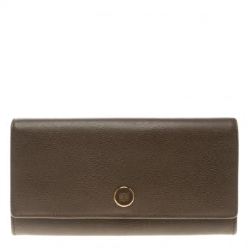 Pre Owned Loewe Carob Brown Leather Continental Wallet