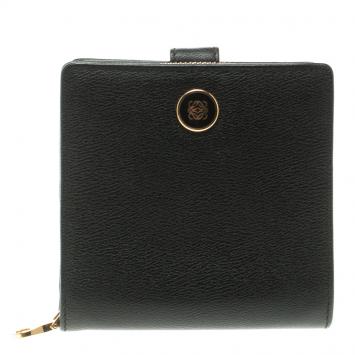 Pre Owned Loewe Black Leather Compact Wallet