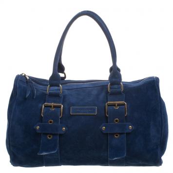 Pre Owned Longchamp Blue Suede Satchel