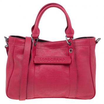 Pre Owned Longchamp Red Leather Small 3D Tote