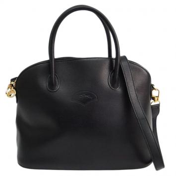 Pre Owned Longchamp Black Leather Au Sultan Dome Satchel