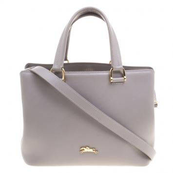 Pre Owned Longchamp Grey Leather Honore Tote