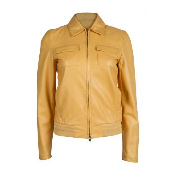 Pre Owned Loro Piana Mustard Yellow Lambskin Leather Jacket S