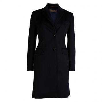 Pre Owned Loro Piana Navy Blue Cashmere Storm System Overcoat S