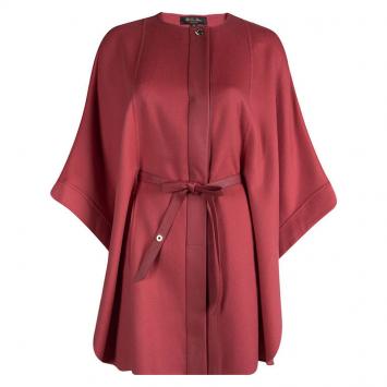 Pre Owned Loro Piana Red Cashmere Belted Coat M