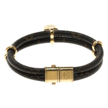 Pre Owned Louis Vuitton Monogram Luck It Gold Tone Bracelet 17cm