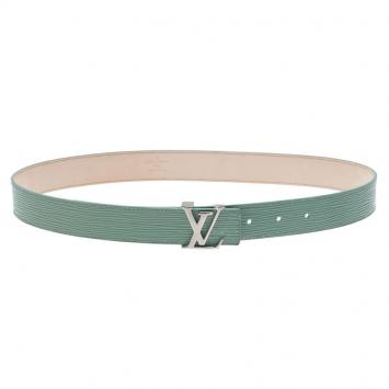 Pre Owned Louis Vuitton Light Blue Patent Epi Leather Belt Size 80
