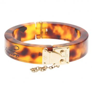 Pre Owned Louis Vuitton Lock Me Tortoise Brown Resin Bangle Bracelet