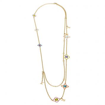 Pre Owned Louis Vuitton Monogram Crew Gold Tone Necklace