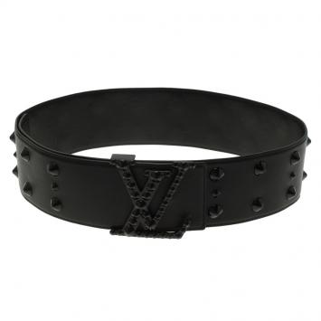 Pre Owned Louis Vuitton Dark Brown Studded Leather Clous Initiales Belt Size 75cm