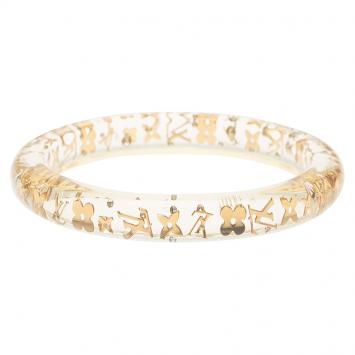 Pre Owned Louis Vuitton Clear Resin Monogram Inclusion Bangle Bracelet Size 20cm