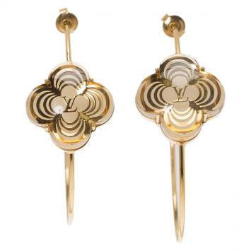Pre Owned Louis Vuitton A la Folie Gold Tone Hoop Earrings