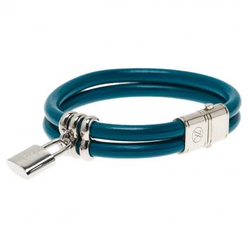 Pre Owned Louis Vuitton Keep It Twice Padlock Charm Leather Bracelet 