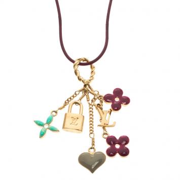 Pre Owned Louis Vuitton Burgundy Sweet Monogram Charm Necklace