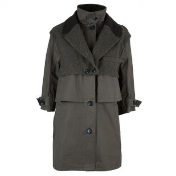 Pre Owned Louis Vuitton Khaki Mid-Length Coat M