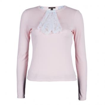 Pre Owned Louis Vuitton Cotton Lace Long Sleeve Top S